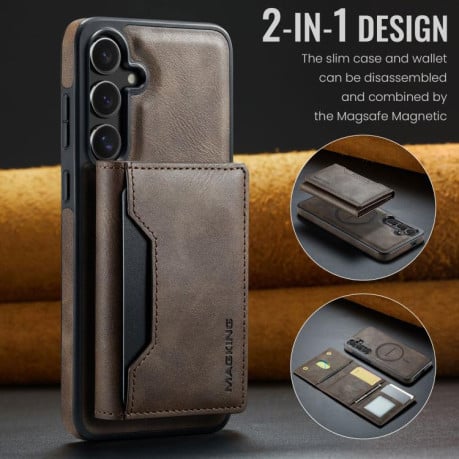 Чохол MAGKING K2 Series з MagSafe RFID+кишенька на карт на Samsung Galaxy S25 FE 5G - кавовий