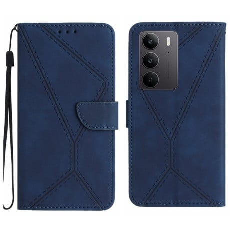 Чехол-книжка Stitching Embossed Leather на Realme C75 4G - синий
