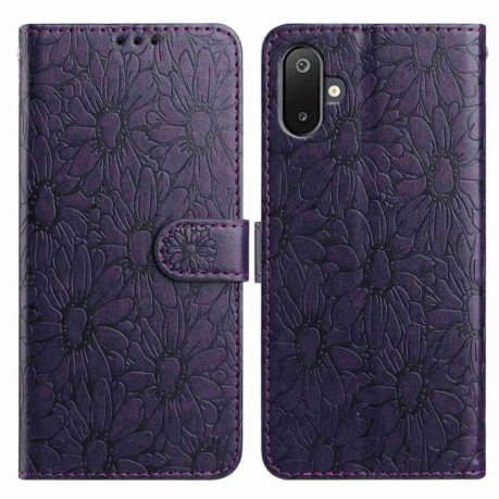 Чехол-книжка Daisy Embossed Leather для Samsung Galaxy M06 5G - фиолетовый