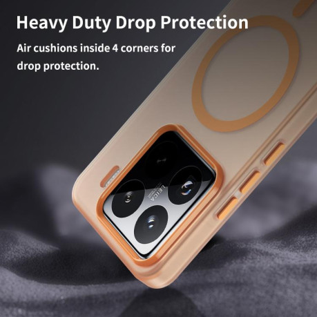 Противоударный чехол MagSafe Frosted Translucent TPU + PC для Xiaomi 15 Pro - оранжевый