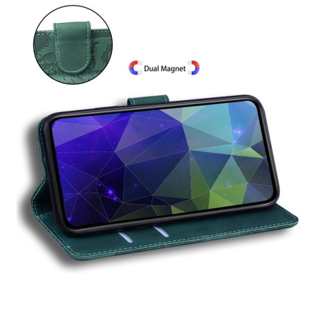 Чехол-книжка Tiger Embossing для Motorola Edge 50 Ultra - зеленый
