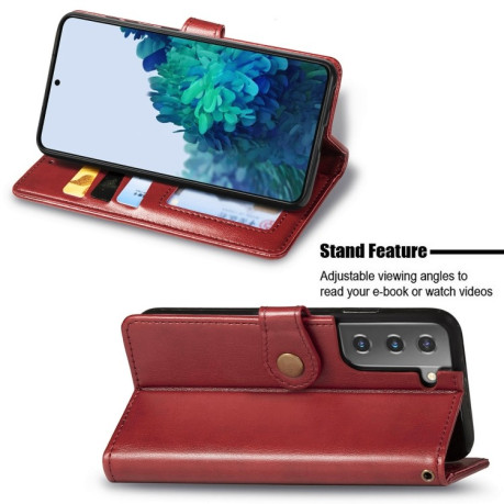 Чехол-книжка Retro Solid Color на Samsung Galaxy S22 5G - красный