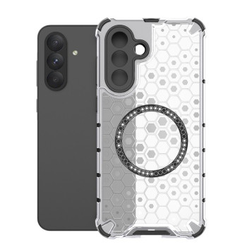 Противоударный чехол Honeycomb Magnetic Ring Shockproof на Samsung Galaxy A56 5G - белый