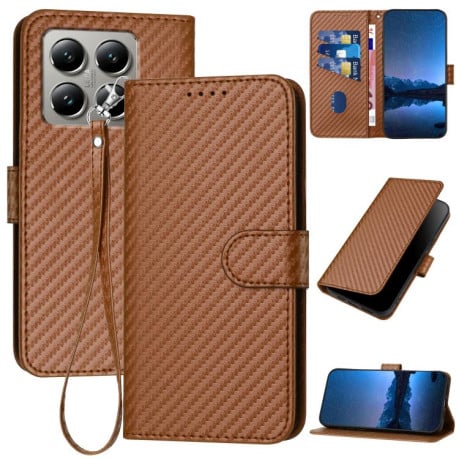 Чехол-книжка Carbon Fiber Texture на Xiaomi 15T 5G - кофейный