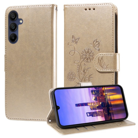Чохол-книжка Embossed Butterfly для Samsung Galaxy A16 5G - золотий