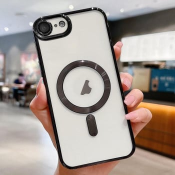 Противоударный чехол Electroplating (Magsafe) для iPhone 16e - черный