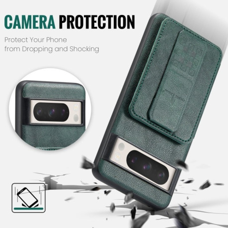 Чехол Fierre Shann Oil Wax Cow Leather Card Holder на Google Pixel 8a - зеленый