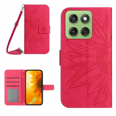 Чохол-книжка Skin Feel Sun Flower на Motorola Edge 60 5G - пурпурно-червоний