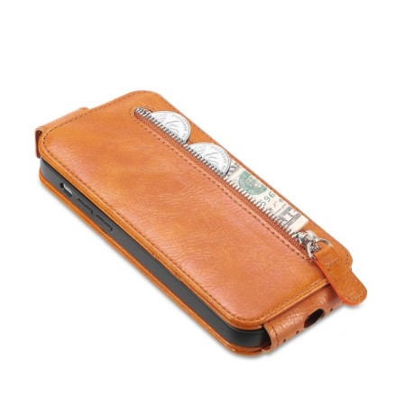 Флип-чехол Zipper Wallet Vertical для Realme C33 - коричневый
