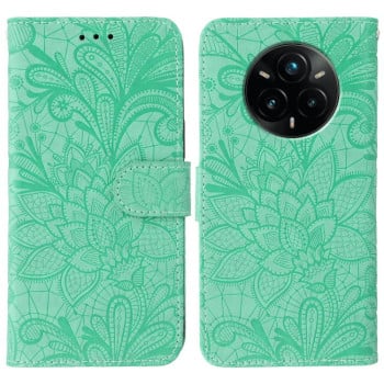 Чехол-книжка Lace Flower для Realme 14 Pro+ - зеленый