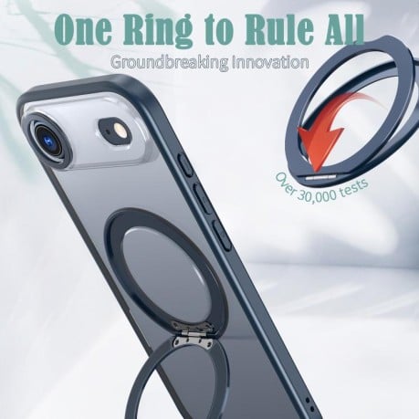 Чехол kalebol с MagSafe и подставкой 360 Metal Ring Holder на iPhone Air - синий