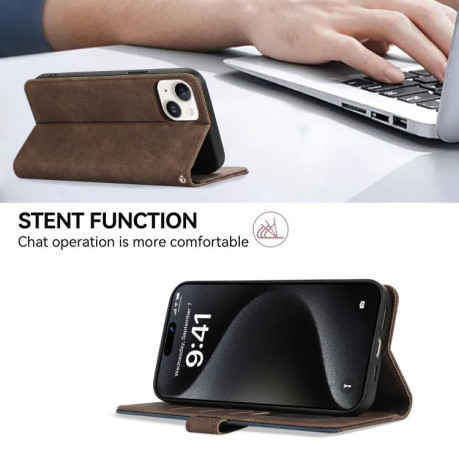Чехол-книжка ABEEL Color Block Magnetic RFID Leather на iPhone 16e - коричневый