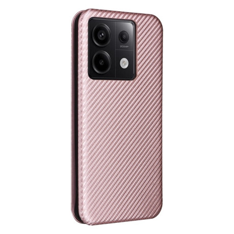 Чохол-книжка Carbon Fiber Texture на Xiaomi Redmi Note 13 Pro 5G/Poco X6 5G - рожевий