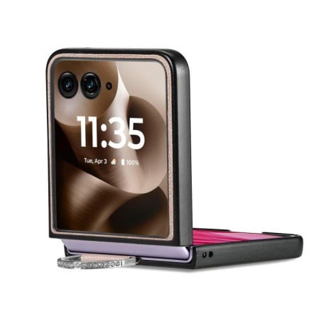 Противоударный чехол Litchi Texture на Motorola Razr 60 Ultra - серый