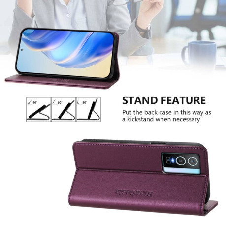 Чехол-книжка RC01 Dual-Folded Magnetic Suction RFID Leather на Vivo Y76 5G - фиолетовый