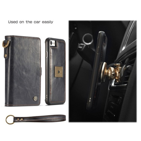 Кожаный чехол-книжка CaseMe на  iPhone SE 3/2 2022/2020/8/7  с отделением для кредитных карт Черный