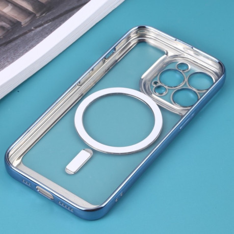 Противоударный чехол Classic Electroplating (Magsafe) для  iPhone 14 - синий