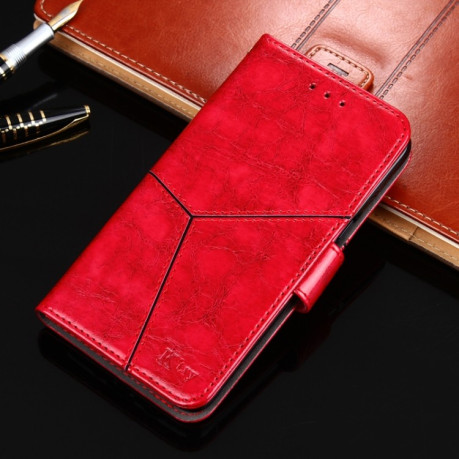Чехол-книжка Geometric Stitching для iPhone XR - красный