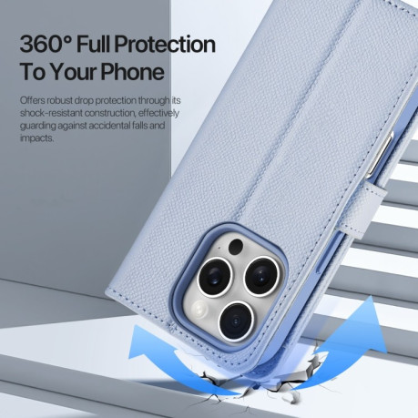 Чехол-книжка DUX DUCIS Lawa Series 2 in 1 Wallet Zipper Detachable MagSafe на iPhone 16 Pro Max - голубой