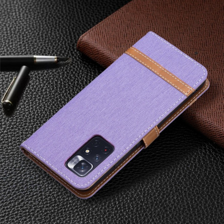 Чохол-книжка Color Matching Denim Texture на Xiaomi Redmi Note 11 / Poco M4 Pro 5G - фіолетовий