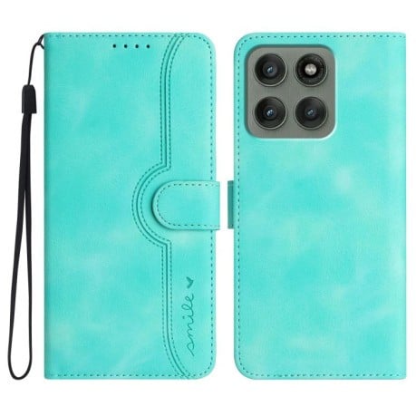Чехол-книжка Skin Feel Heart Amile для Motorola Edge 60 Pro - голубой