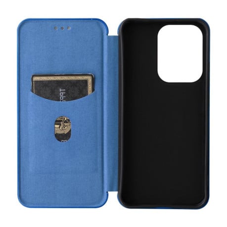 Чехол-книжка Carbon Fiber Texture на OPPO Reno13 5G Global - синий