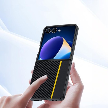 Протиударний чохол Carbon Fiber Texture Printing для Samsung Galaxy Flip 7 - чорно-синій