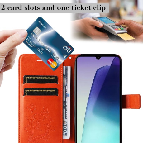 Чохол-книжка Embossed Butterfly для Xiaomi Redmi 14C 4G/Poco C75/Redmi A4 5G - помаранчевий