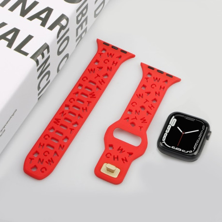 Ремешок English Letters для Apple Watch Series 8 / 7 41mm / 40mm / 38mm - красный