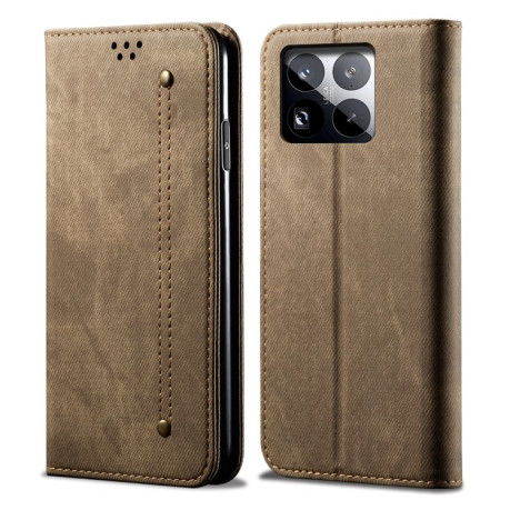 Чохол книжка Denim Texture Casual Style на Xiaomi 15 - хакі