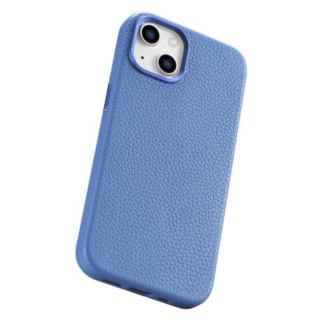 Шкіряний чохол iCarer Litchi Premium для iPhone 14/13 - синій
