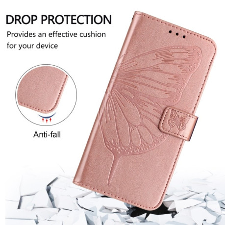 Чохол-книжка Embossed Butterfly для OPPO Reno12 F/12 FS 5G Global – рожеве золото