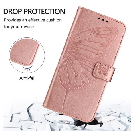 Чехол-книжка Embossed Butterfly для iPhone 16e - розовое золото