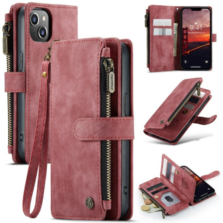 Кожаный чехол-кошелек CaseMe-C30 для iPhone 14 - красный