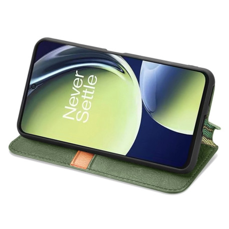Чехол-книжка Cubic Grid для OnePlus Nord N30/CE 3 Lite - зеленый