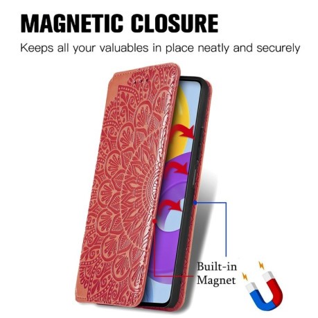 Чехол-книжка Blooming Mandala для Samsung Galaxy M52 5G - красный