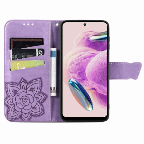 Чехол-книжка Butterfly Love Flower Embossed для Xiaomi Redmi Note 12S - светло-фиолетовый