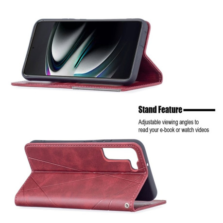 Чохол-книга Rhombus Texture для Samsung Galaxy S22 Plus 5G - червоний
