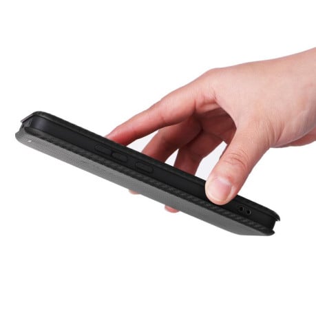 Чехол-книжка Carbon Fiber Texture на OPPO Reno13 F/Reno13 FS - черный