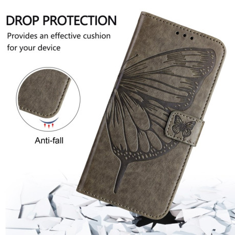 Чехол-книжка Embossed Butterfly для Samsung Galaxy M15 - серый
