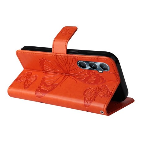 Чехол-книжка Embossed Butterfly для Realme C65 4G - оранжевый