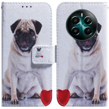 Чехол-книжка Coloured Drawing для Realme 12+ 5G/12 4G/13 4G - Pug