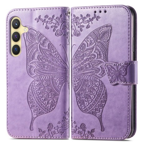 Чехол-книжка Butterfly Love Flower Embossed для Samsung Galaxy S24+ - фиолетовый