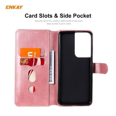 Чохол-книга ENKAY для Samsung Galaxy S21 Ultra - рожевий