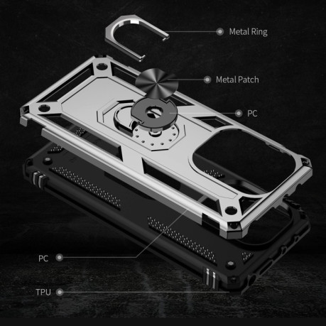 Протиударний чохол HMC 360 Degree Rotating Holder на Xiaomi Redmi Note 13 Pro 4G / Poco M6 Pro 4G - сріблястий