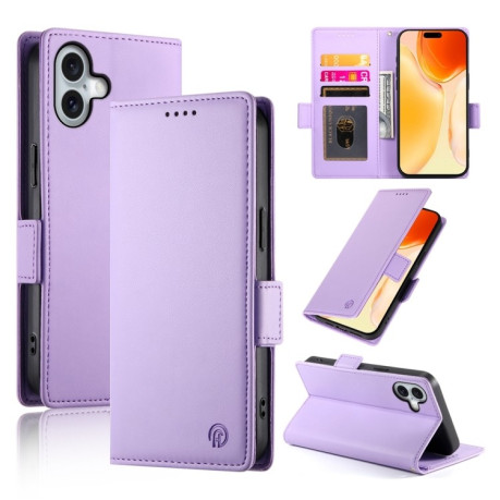 Чехол-книжка Side Buckle Magnetic Frosted Leather для iPhone 16 Plus - фиолетовый