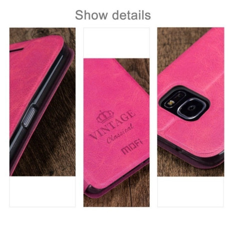 Кожаный чехол- книжка MOFI VINTAGE на Samsung Galaxy S7 Edge / G935  (Magenta)