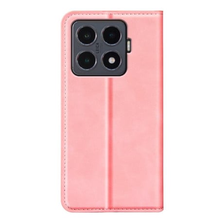 Чехол-книжка в стиле Retro мягкое покрытие Skin Feel деловой дизайн на Xiaomi 15T Pro - розовый