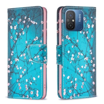 Чехол-книжка Colored Drawing Pattern для Xiaomi Redmi Poco C55/Redmi 12C/11A- Plum Blossom