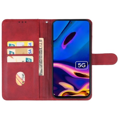 Чехол-книжка EsCase Leather для Xiaomi Redmi 12 5G/Poco M6 Pro 5G- красный
